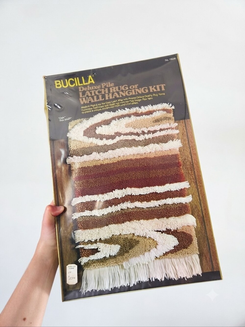 Vintage Bucilla Latch Hook Kit Oslo 20x27 Wall Hanging Rug Mid Century Modern Re